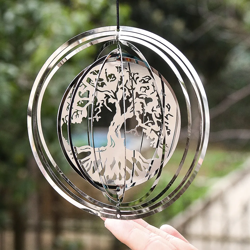 15CM Tree of Life stainless steel rotating wind chimes Home decor Balcony garden decor