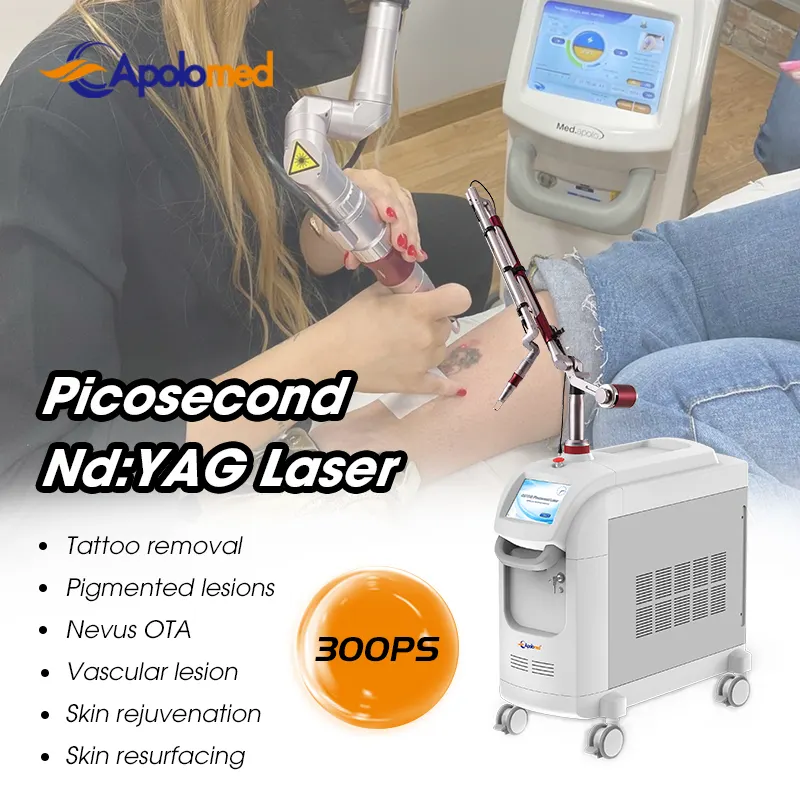 Apolomed Medical CE 1064 nm/532nm Q switched Nd Yag Laser Pico Laser Picosegundo Tattoo Laser Removal machine price