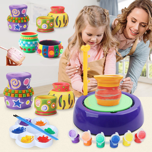 חשמלי מיני חרס גלגל צעצוע מכונה diy חרס ביצוע מכונת וצבע אמנות מלאכת חרס גלגל ערכת לילדים