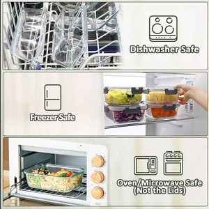 Contenedor de almacenamiento de alimentos de vidrio de borosilicato Rectangular moderno de 650ml con capacidad de tapas de PP multifunción tallada - Product Image 6