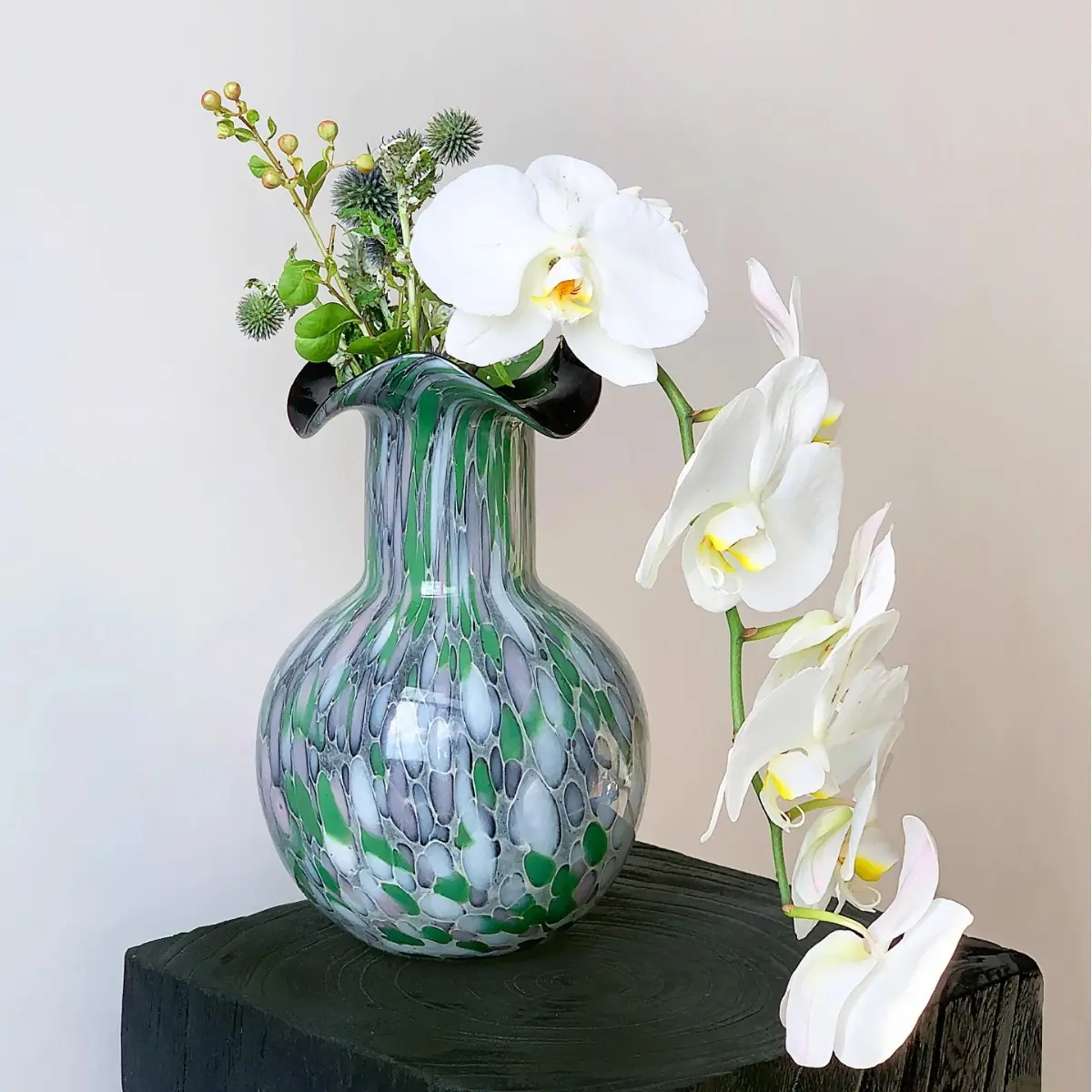Florero de cristal hecho a mano con punto de Color de Suecia, arte de sentido avanzado, decoración de flores antiguas medias, diseño del hogar