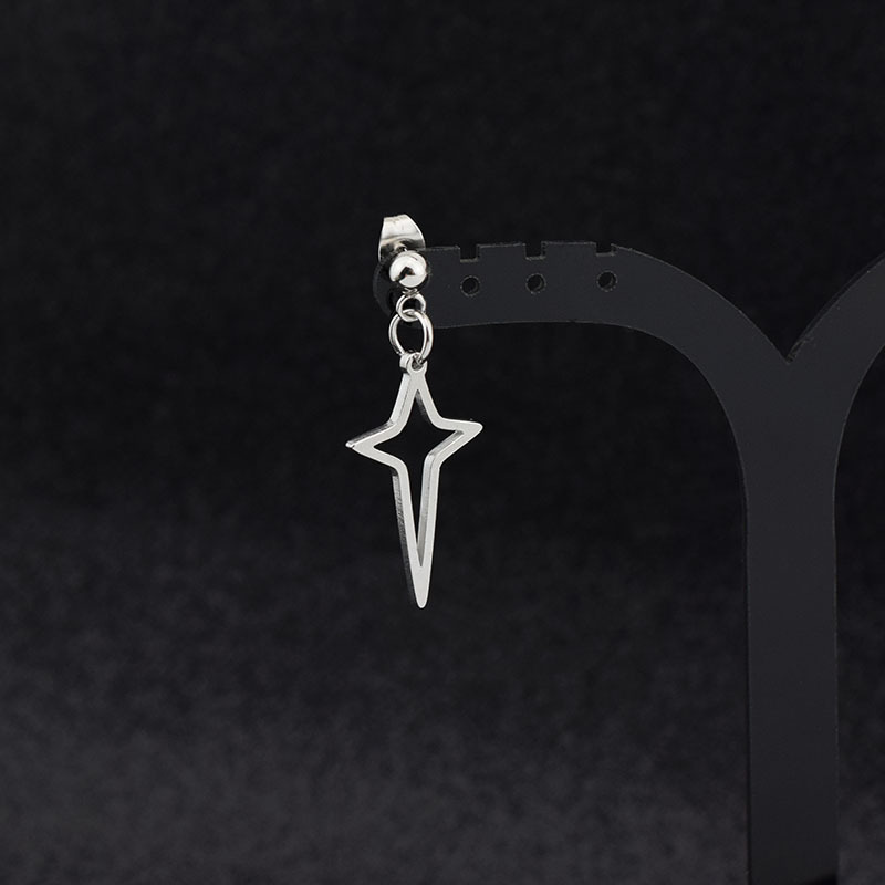 E064-Silver 1 Stud Earring (For Pierced Ears, 1 Piece)