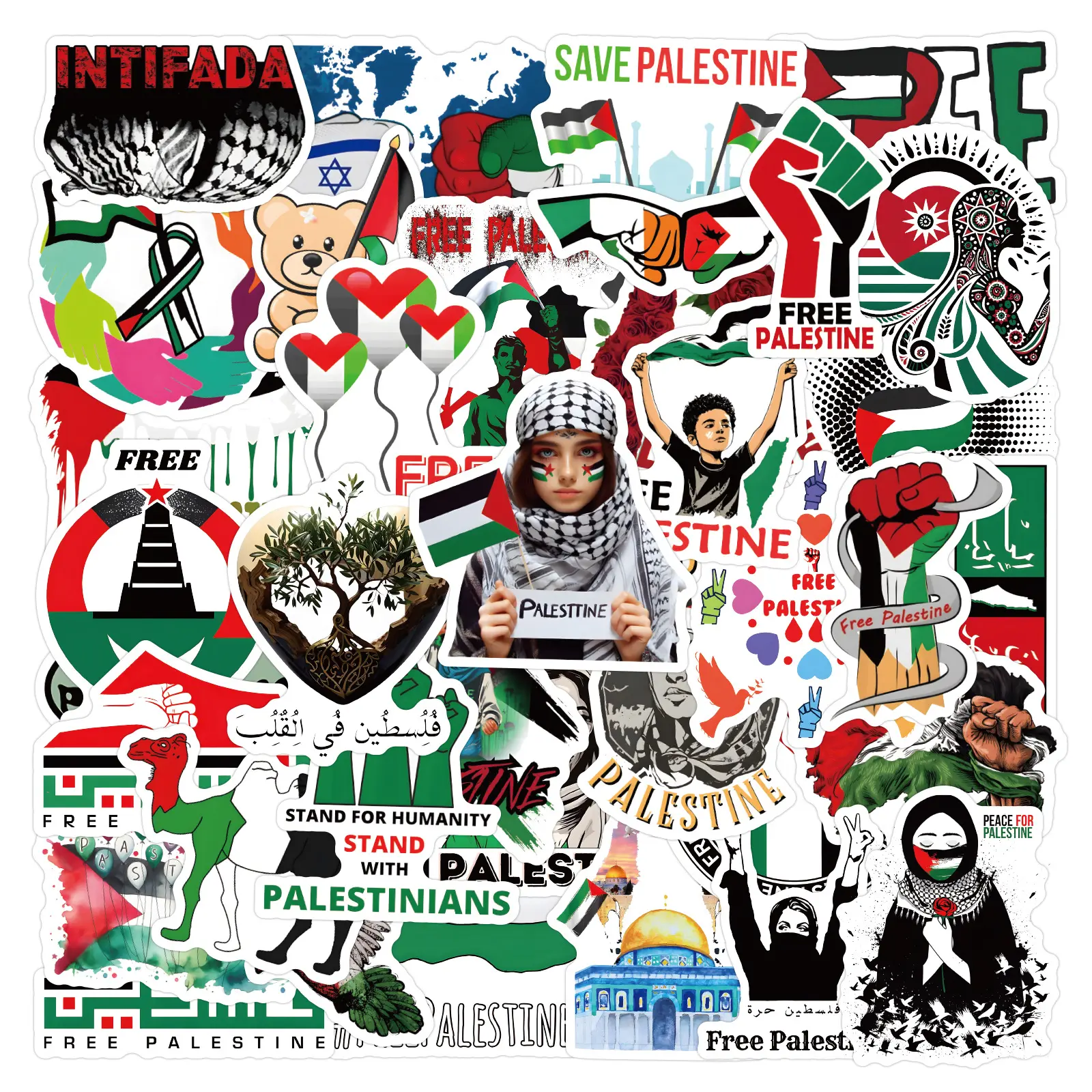 Logotipo Personalizado Promocional Palestina Produto Livre Palestina Adesivo Set Palestino Car Tattoo Wall Adesivos Decorativos 100 PCS