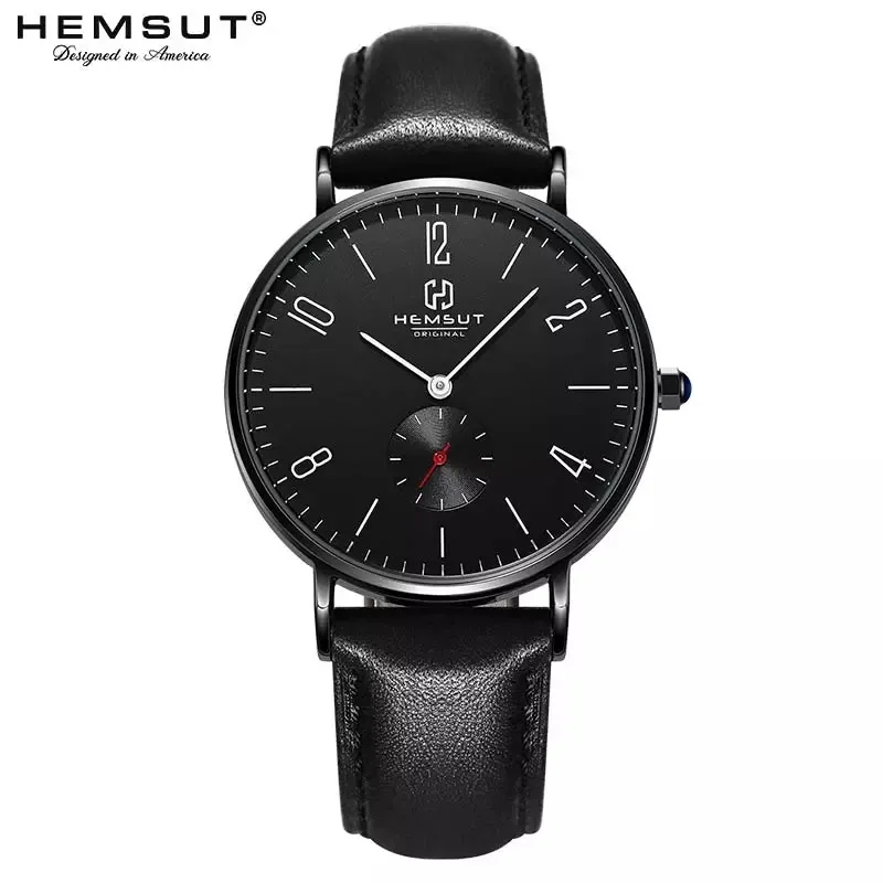 HEMSUT 2012, superventas, reloj de cuarzo Dongguan para hombre, correa de cuero PU extraña, resistente al agua, auténtico diseño de reloj eléctrico conciso