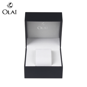 Caja de reloj para hombre de cuero pu negro sencillo y rentable de diseño simple con cuerda blanca en stock Entrega en 3 días