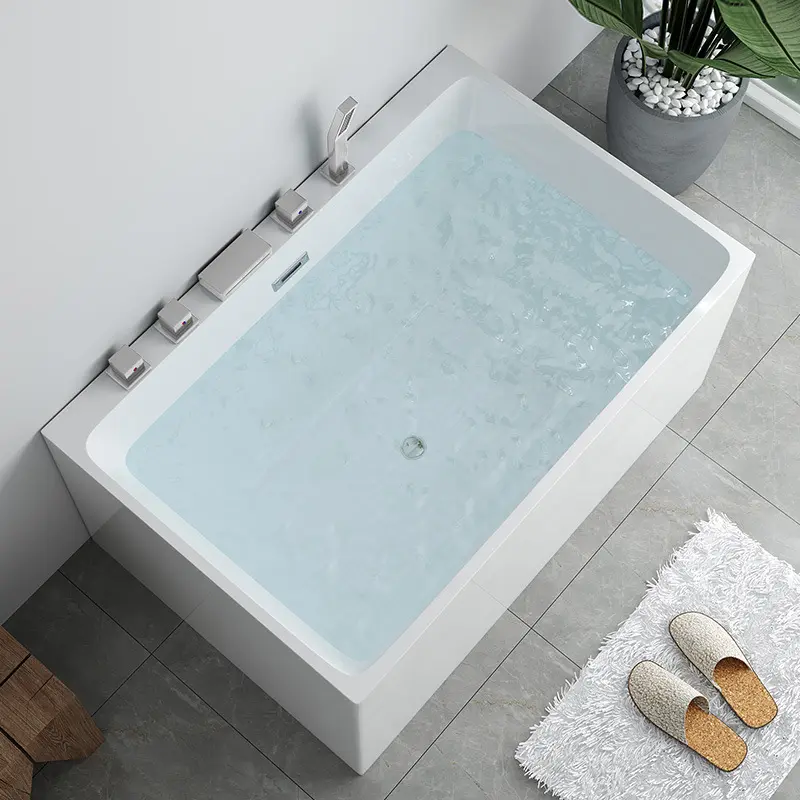 2022 New Design Bathroom Bathtubs Furniture White Square Acrylic Bath Tubs