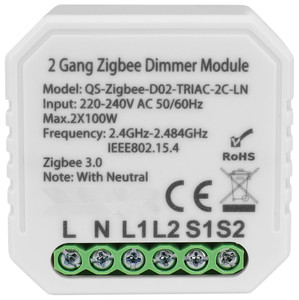 Tuya zigbee3. 0 100-240 В 2 банды умные товары для дома диммер модуль с нейтральным проводом Alexa Голосовое управление Zigbee переключатель света - Product Image 2