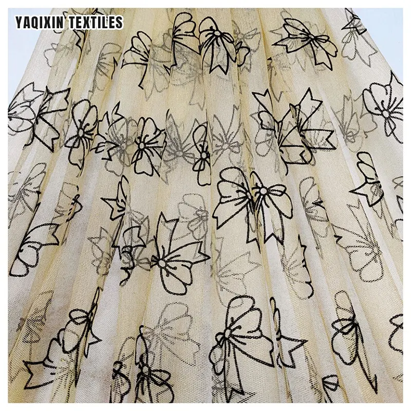 Por Jardas Personalizado Arco Reunindo Poliéster Tulle Malha Tecido com Glitter Tulle Girl Babay Vestido Vestuário Tecido Têxtil