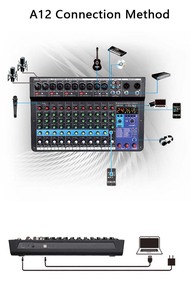 TEYUN Professional Portable <strong>12</strong>-Channel <strong>Audio</strong> Mixer Digital MP3 Sound Table Board with 48v Power and Computer <strong>Input</strong> - Product Image 5