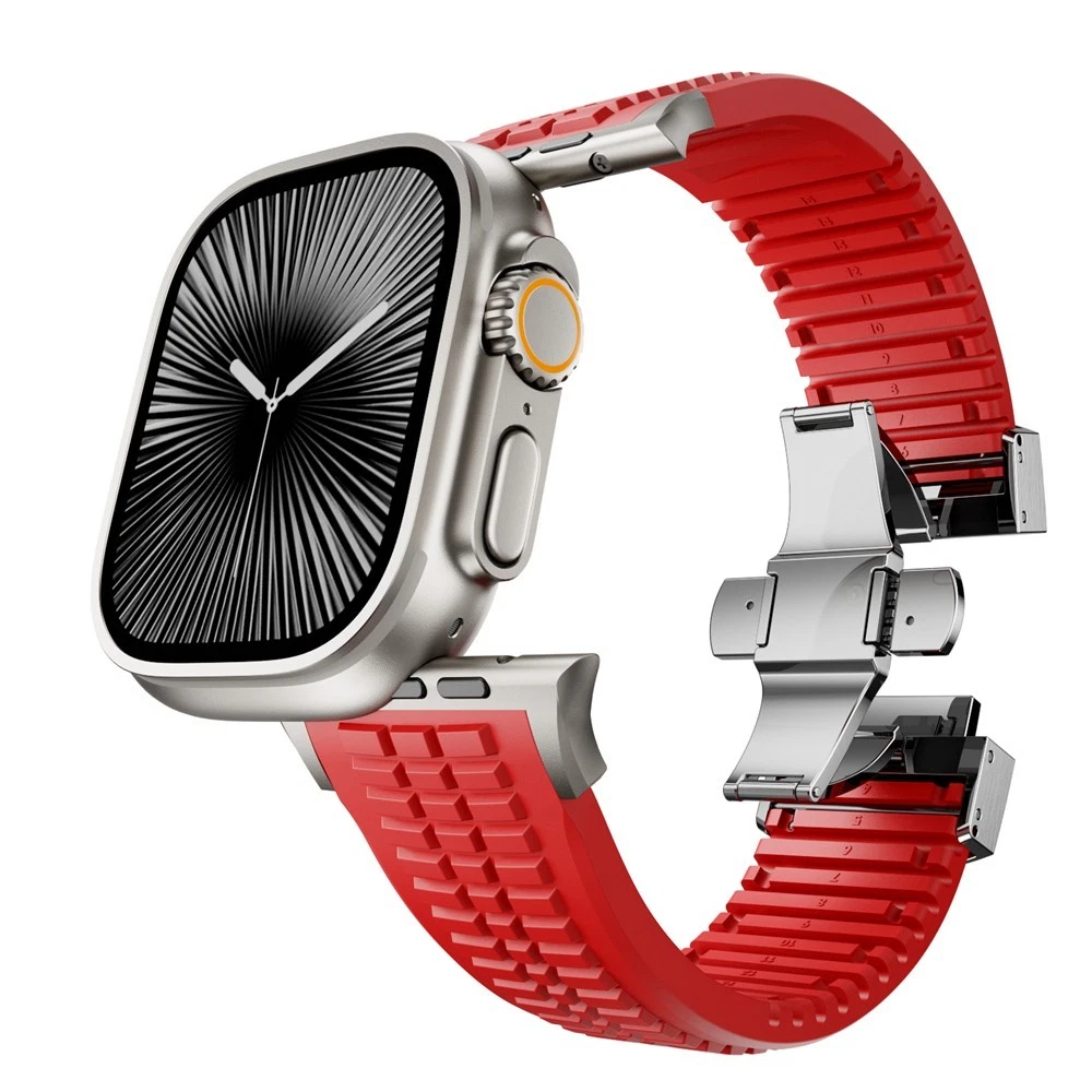 Boucle rouge et argent (bracelet de montre uniquement)