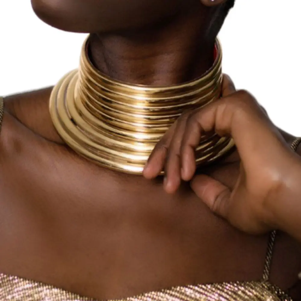 african traditional ndebele metal alloy choker collar statement necklace jewelry neckline decoration near the neck women