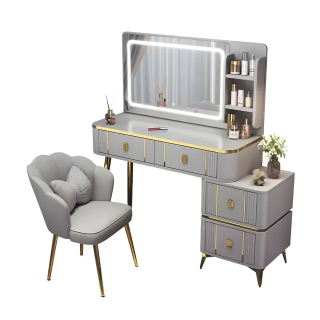 Chambre à coucher moderne et minimaliste nouvelle coiffeuse de luxe légère table de chevet armoire à miroir, coiffeuse italienne intégrée