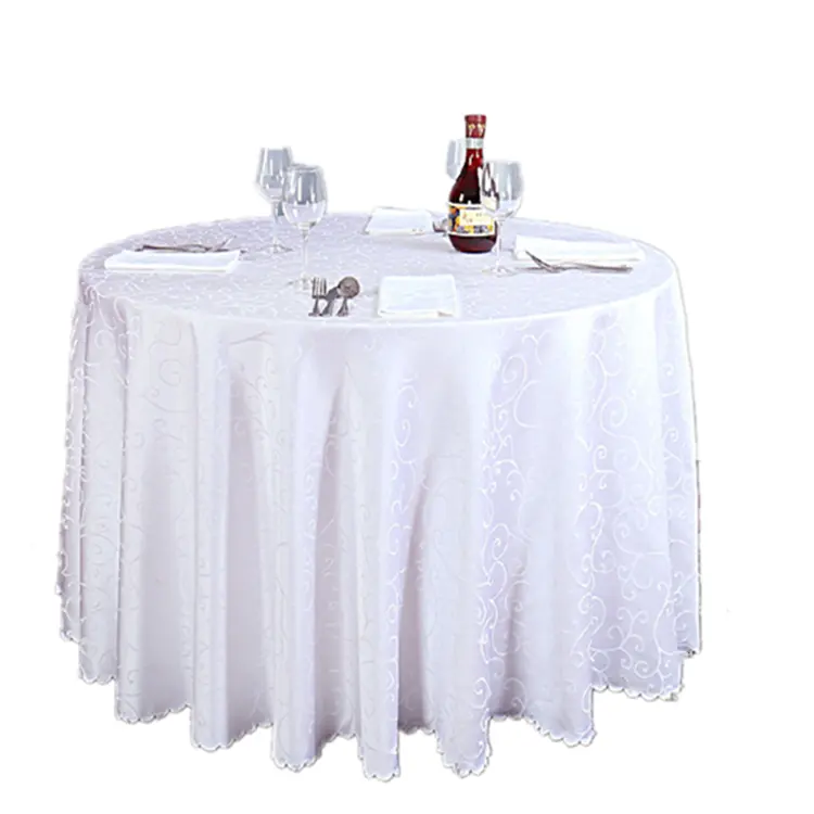 Nappe en jacquard blanc, polyester à couverture 100% degrés, pour hôtel, mariage, restaurant