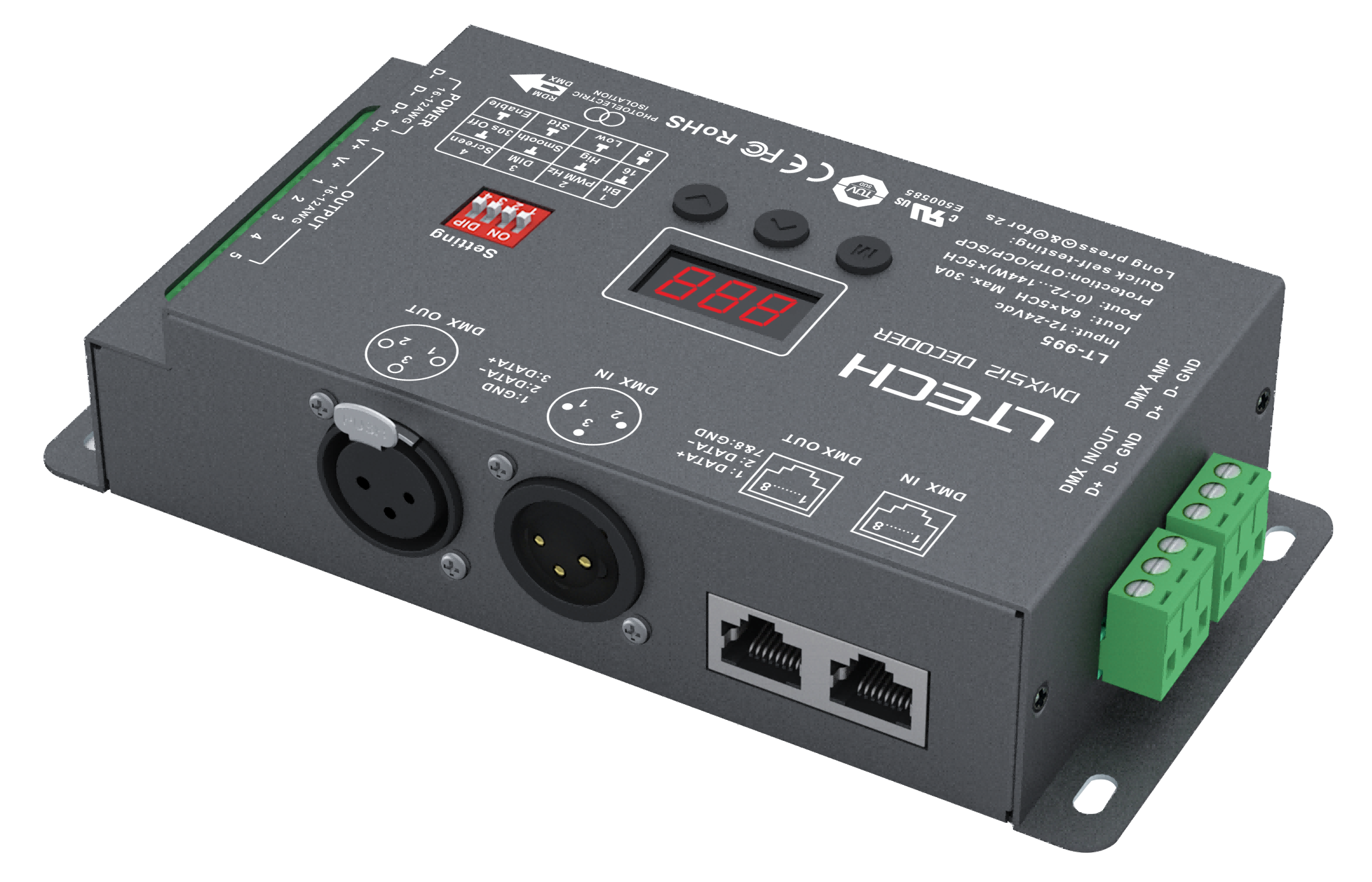 LT-995/RGBWY 16bit 6A*5CH Máx.30A Máx.720W