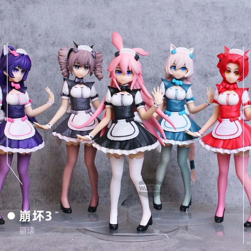 Anime Game Honkai Impact 3 Sakura Yae Kiana Raiden Mei Bronya Sexy Girl Maid Outfit Desk Cake Figure Model Toy Collection Gift