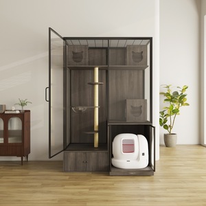 Cage à chat de luxe à grand espace avec balcon en verre à motif solide maison pour chat intérieur chambre pour animaux de compagnie nid abri pour chat armoire maison chat villa - Product Image 4