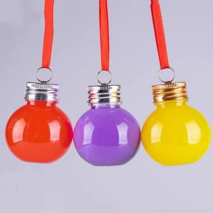 Portable <strong>Unique</strong> Shaped Pet Plastic Flat Round <strong>Juice</strong> Drinking Spherical Bottle Christmas Bottle - Product Image 5