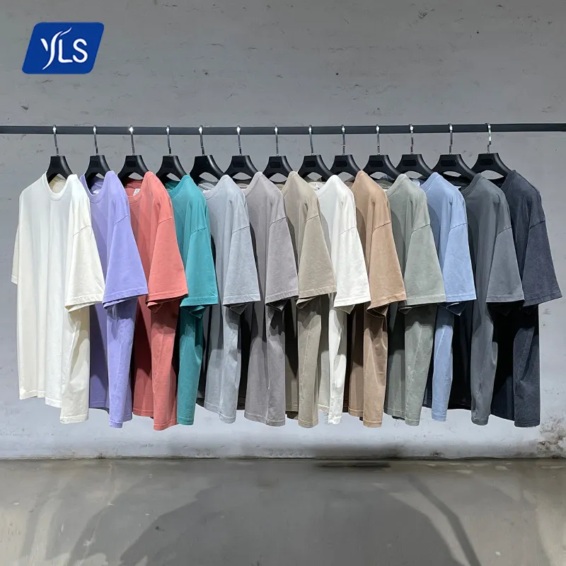 YLS เสื้อผ้าผู้ผลิต Breathable 200Gsm ผ้าฝ้าย100% โลโก้ที่กำหนดเองขนาดใหญ่ Vintage Wash O คอ T เสื้อ