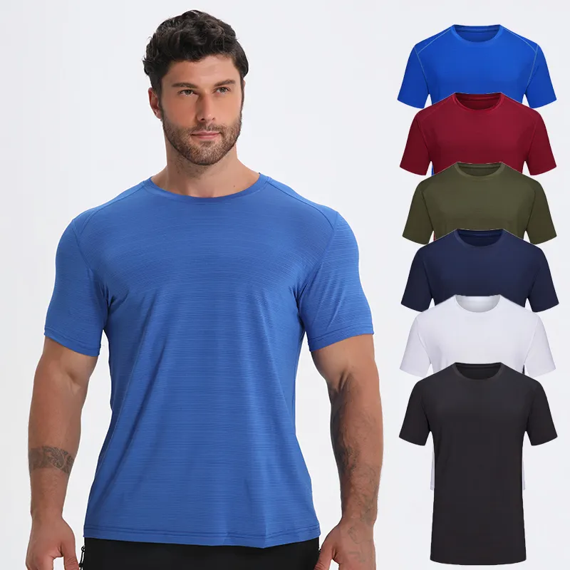 للبيع بالجملة تي شيرت مناسب للجسم للرجال سريع الجفاف قميص رياضي بوليستر سبانديكس قمصان بأكمام قصيرة للرجال