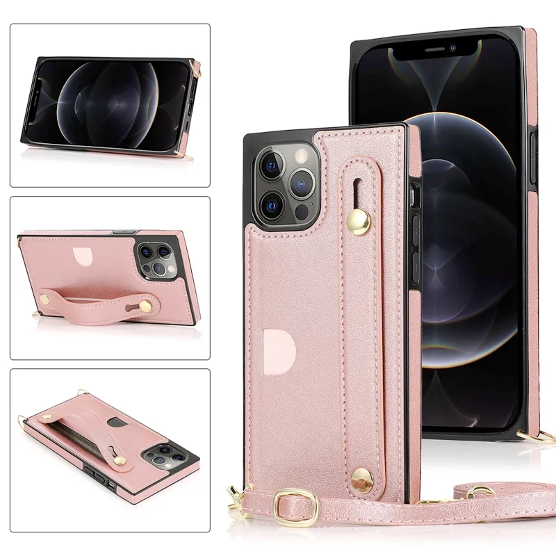 Coque de téléphone portable de luxe en cuir Pu, avec sangle d'épaule résistant aux chocs, nouvelle collection 2020