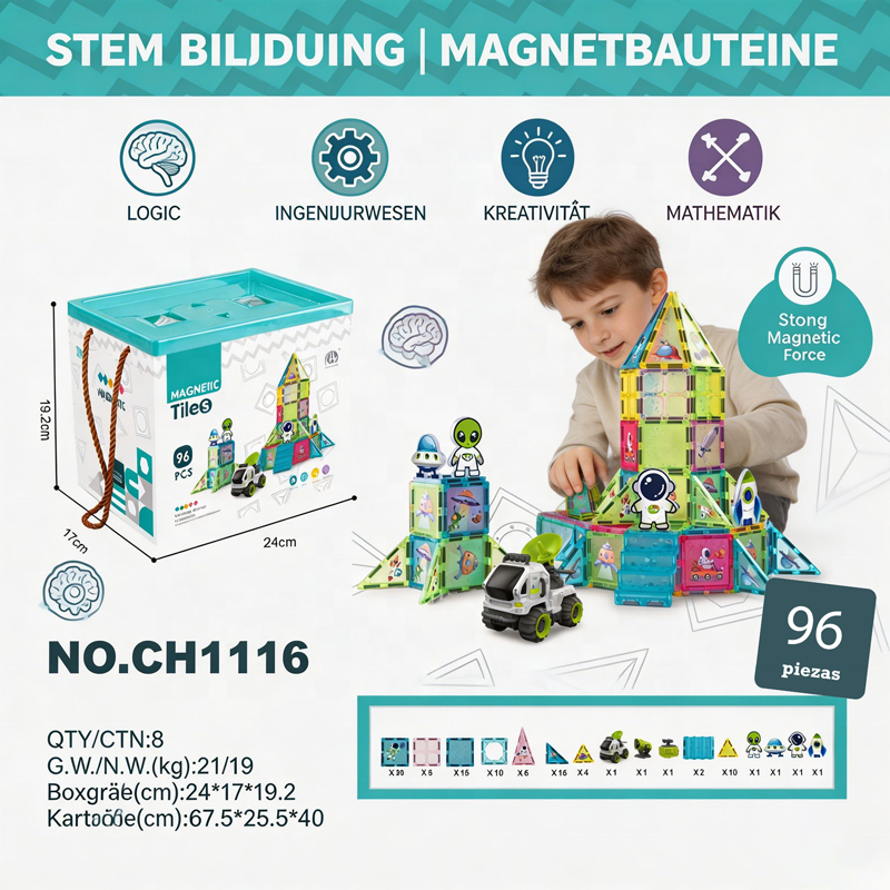 96 Pièces Tuiles Magnétiques