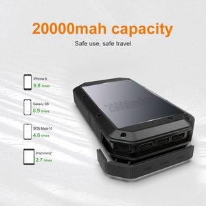 Banco de energía solar portátil con luz LED para acampar 20000mAh 3 dispositivos de carga 10W Salida IPX4 a prueba de agua - Product Image 5