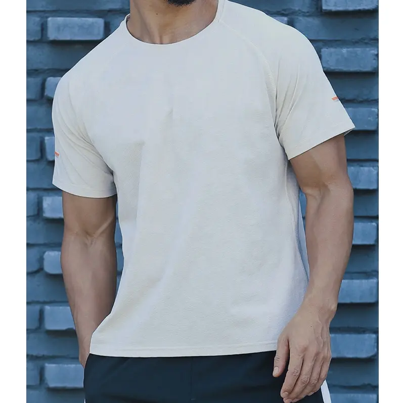 Toptan erkek Polyester Spandex hızlı kuru yansıtıcı koşu t shirt koşucu gömlek spor gömlek erkekler için