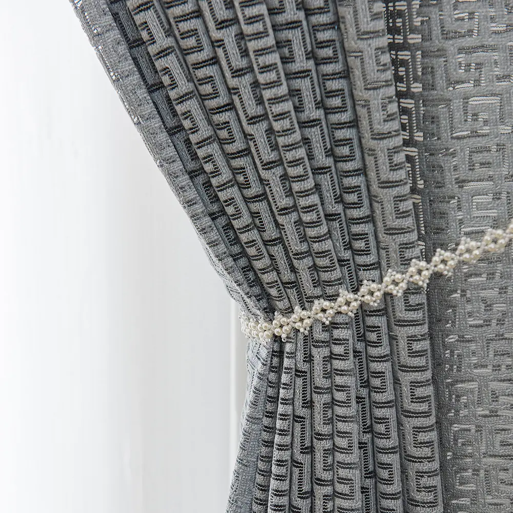 Tende trasparenti in poliestere 100% jacquard lavorate a maglia in ordito all'ingrosso della fabbrica pronte all'uso