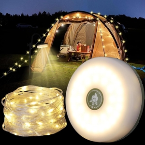 Cadena de luces para acampar recargable por USB, 8 modos de Flash, cadena de luces para acampar, 100 LED, 10m, cadena de luces para acampar