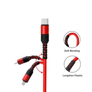 Vender New Design <strong>1</strong> Meter <strong>2</strong> Meter Customized Cell Phone Charging 3in <strong>1</strong> Phone Charger 3 <strong>in</strong> <strong>1</strong> Usb Cable - Product Image 2