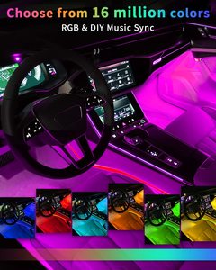 ไฟติดเท้าภายในรถยนต์ LED นีออน48 72ดวงพร้อมรีโมทไร้สาย USB ควบคุมแอปเพลงแบบ RGB ไฟสร้างบรรยากาศอัตโนมัติ - Product Image 5
