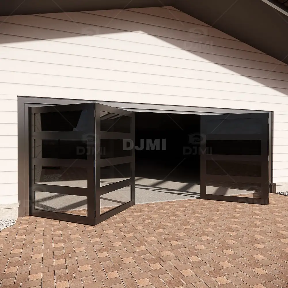 Porte de garage pliante en métal de luxe personnalisée porte de garage pliante horizontale en bois extérieure coupe-vent pour la maison