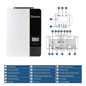 5000W Off-Grid <span class=keywords><strong>String</strong></span> Inverter Growatt híbrido monofásico DC/AC inversor MPPT controlador WiFi residencial bateria de lítio