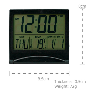 Muss großen LCD-Bildschirm kaufen 12/24 Stunden Format Temperatur Luftfeuchtigkeit Countdown Timer wasserdicht faltbarer Desktop-Wecker - Product Image 5
