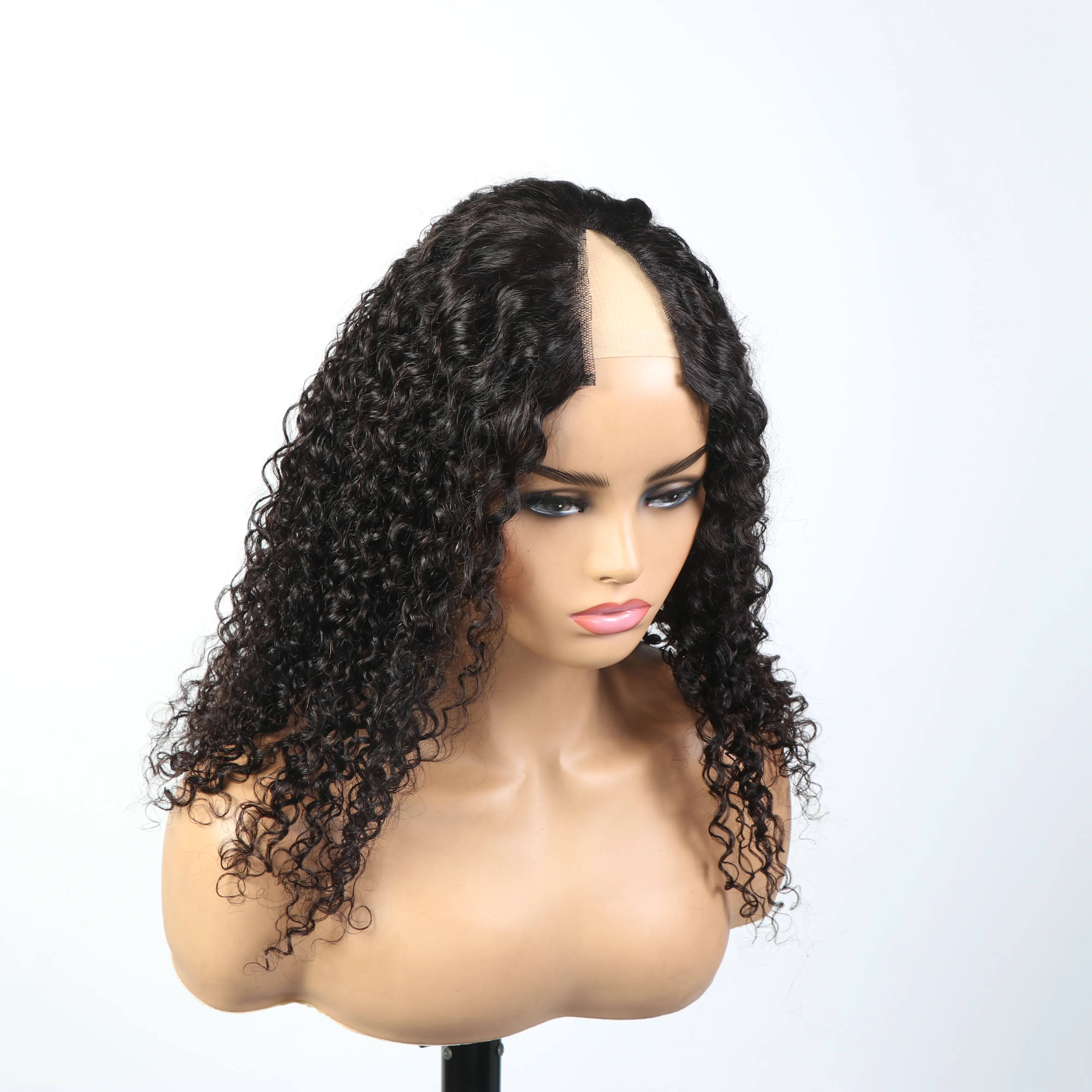 جديد نمط شعر مستعار للنساء السود غلويليس V جزء جيري حليقة باروكة من الشعر الطبيعي بيرو ش جزء باروكة من الشعر الطبيعي