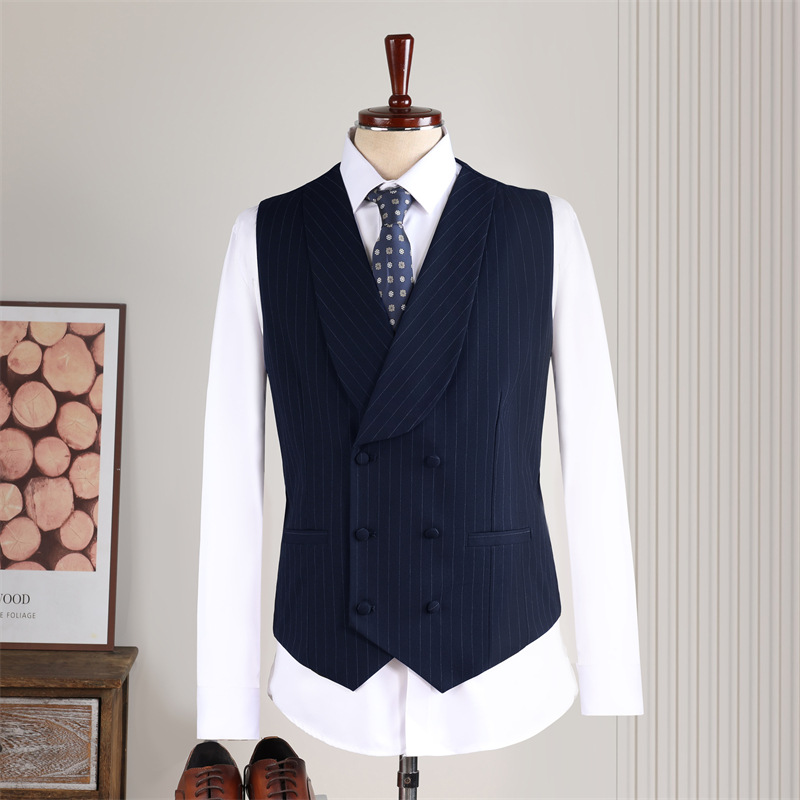 Navy blue striped-single vest