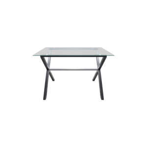 散装出口现代简单玻璃餐桌，黑色金属底座 - Product Image 3
