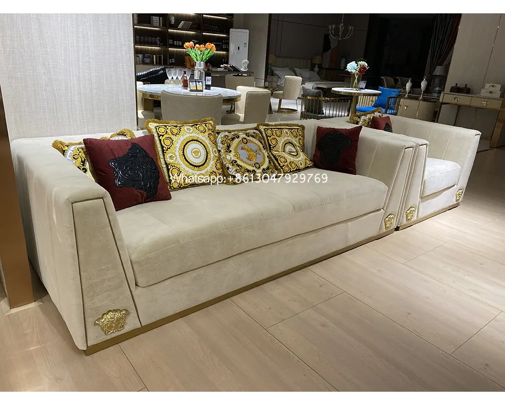 Design moderno Europeo di stile italiano living room furniture divano set materiale tessuto in velluto morbido divano a due posti hall di lusso divano
