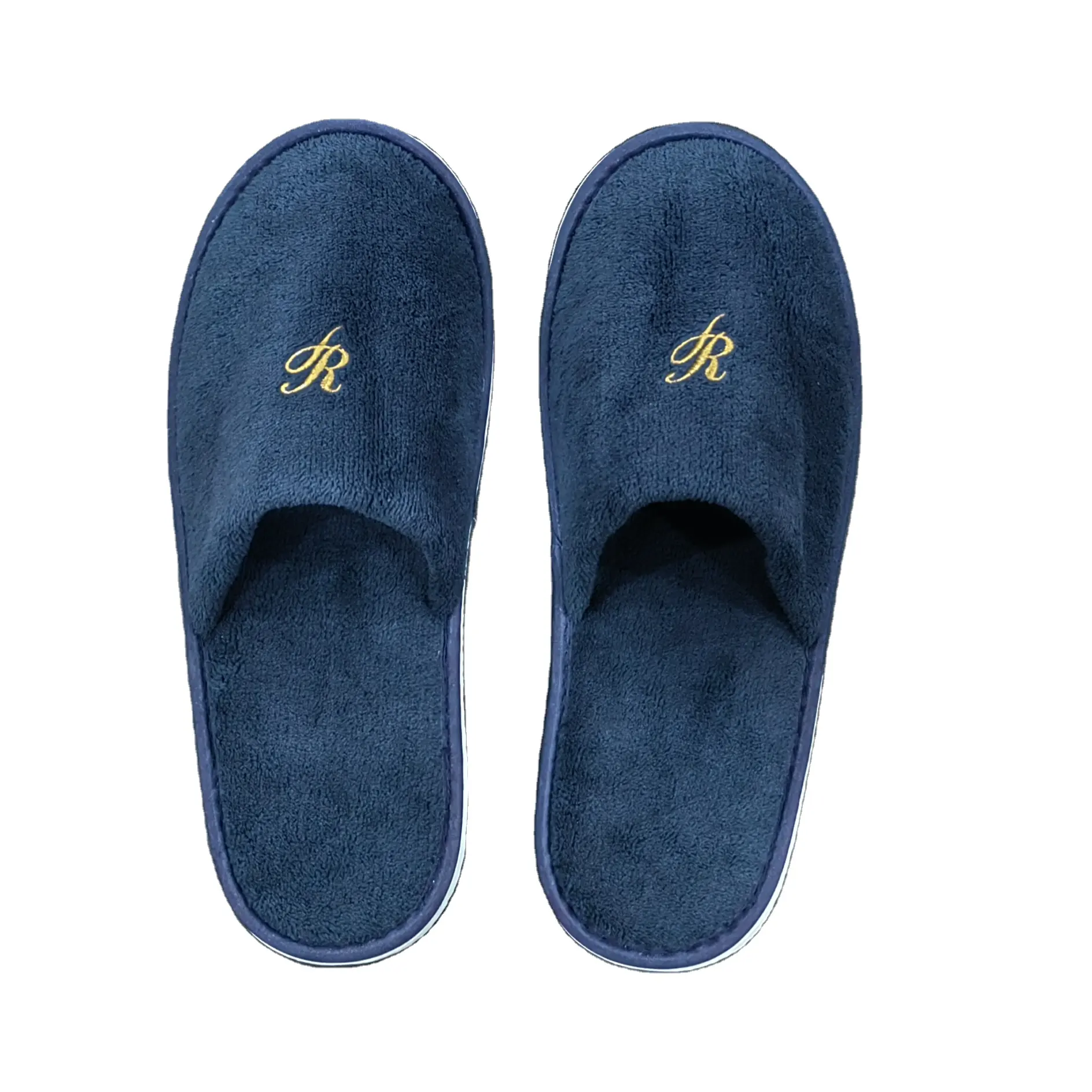 Zapatillas de Hotel con logotipo bordado y marca personalizada, lavables, azul, spa
