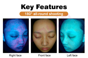 Escáner facial de espejo mágico portátil 3D AI Posicionamiento de detección facial Modo de sombra virtual Detecta 17 indicadores de piel Acné