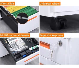 Nhà Máy <span class=keywords><strong>hotsell</strong></span> thiết kế mới kim loại thép dọc 3 ngăn kéo dưới bàn di chuyển nội thất văn phòng di động Tủ hồ sơ - Product Image 6