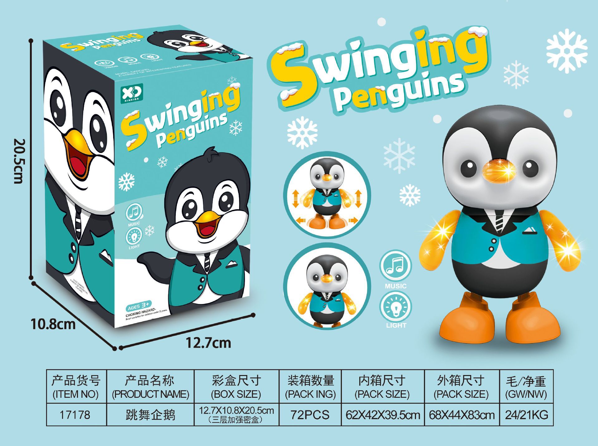 Pingüino bailarín-modelo básico sin batería