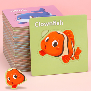 2024 Montessori Giấy Phim hoạt hình động vật 3D ghép hình câu đố đồ chơi bé giáo dục học Tập Câu Đố giác Ngộ Nhận thức Thẻ - Product Image 3