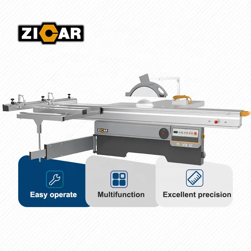 Máquina de sierra de panel de aglomerado para muebles ZICAR, sierra de mesa deslizante, máquina cortadora de madera, carpintería para muebles de panel