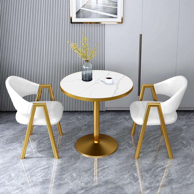one table 2 chairs pure white leather 60x60x75cm