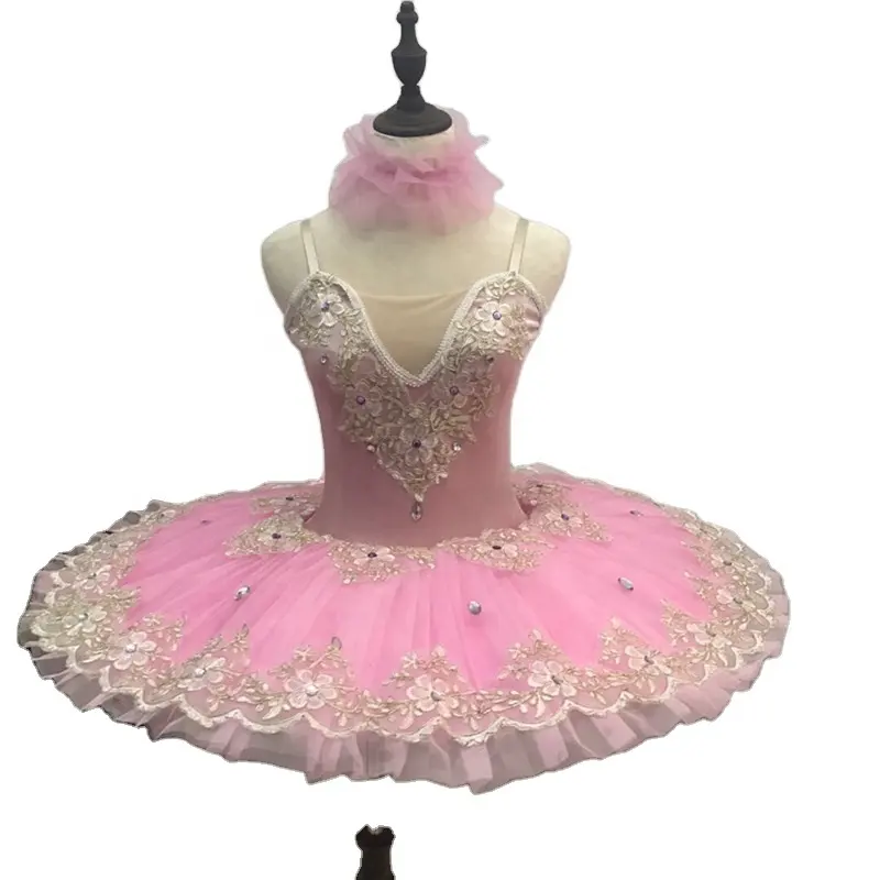 Ballet Profissional Tutu Vestido Swan Lake Delicate Lace Dress Meninas Ballarina Stage Dance Wear Performance Traje Para Crianças
