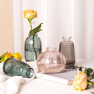 Discount Glass <strong>Vases</strong> Colorful Small Mouth Single Decorative Glass <strong>Vases</strong> for Dining Tables and Study Rooms - Product Image 3