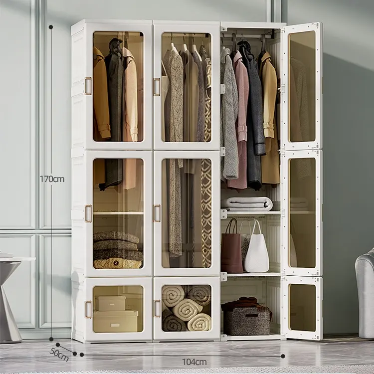 Armoire de rangement portable en plastique pour vêtements, armoire de rangement, grand placard au design moderne