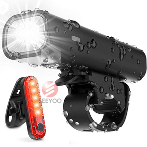 Feu de vélo à <span class=keywords><strong>LED</strong></span> Rechargeable USB étanche en alliage, accessoires 5 Modes, équipement de cyclisme, phare pour bicyclette