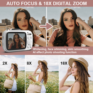 छात्र डिजिटल कॉम्पैक्ट कैमरा 2.8 इंच स्क्रीन 4k वीडियो 64 मेगापिक्सल फोटो 18x जूम ब्यूटी फेस रिकग्निशन डिजिटल एचडी कैमरा - Product Image 5